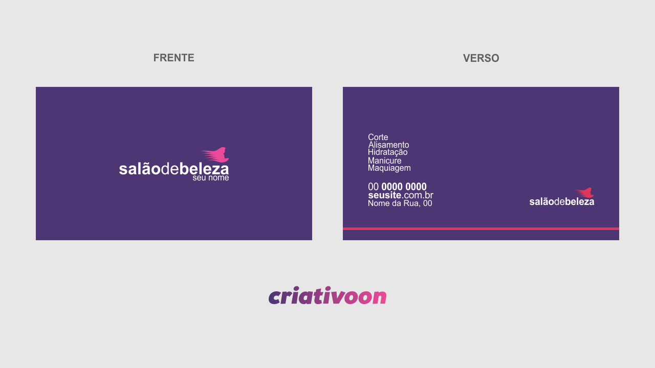 salão de beleza  Logotipo salão de beleza, Cartões de visita